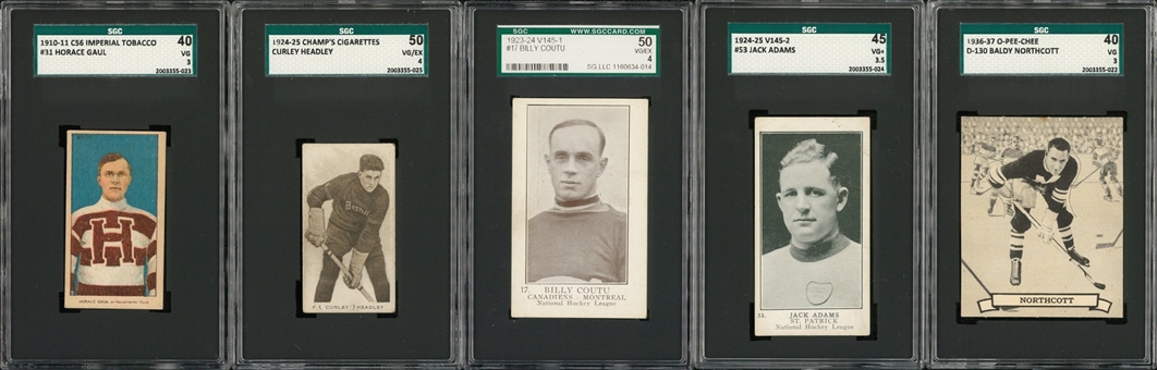 1910/11-1936/37 Assorted Brands Hockey SGC-Graded Collection (5 Different)